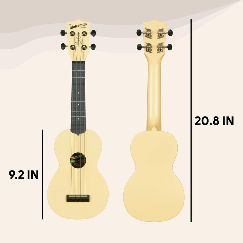 Kala Recycled Soprano Waterman Ukulele Durable, Travel-Ready Instrument - Glow-in-the-Dark Starlight Yellow - Image 3